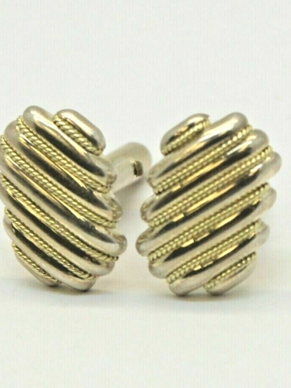 Tiffany & Co. Sterling Silver 18K Yellow Gold Twist Rope Cuff Links